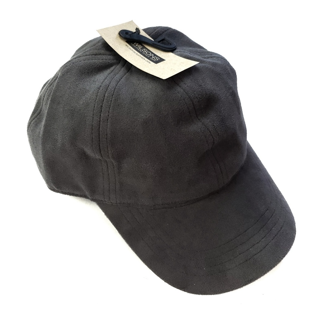Wilson's Leather grey faux suede baseball cap hat